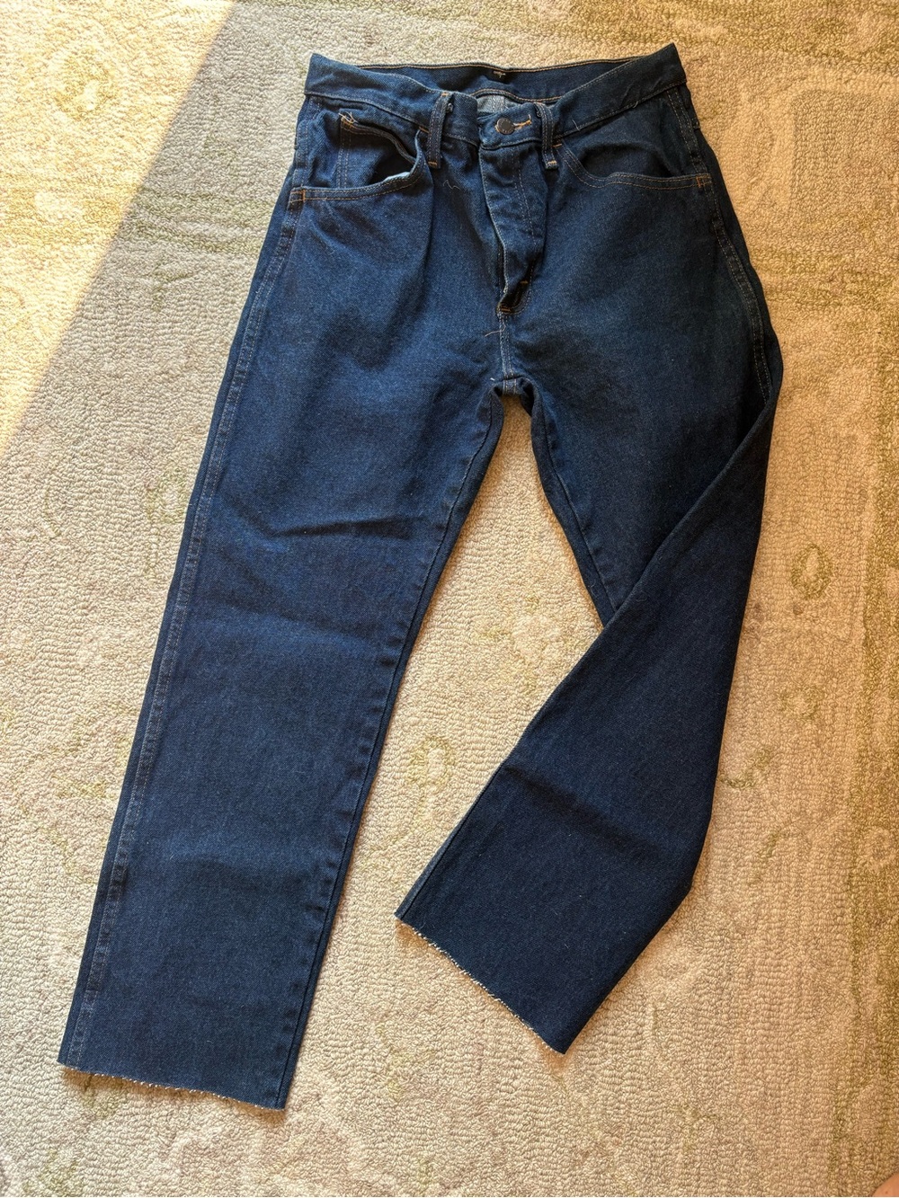 Classic Heavy Denim Dark Blue Straight-Leg Jeans
